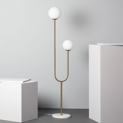 Lampadaire Métal Et Verre Moonlight Brass 2 Spots Doré