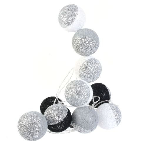 Guirlande Lumineuse 10 Led Boule C?Leste - L. 192 Cm - Argent Et Noir