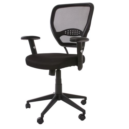 Fauteuil Chaise De Bureau Sur Roulettes Pivotante En Tissu Mesh Noir Avec Accoudoirs 04_0001910