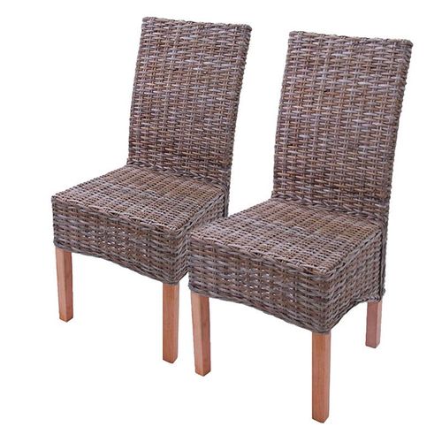 Lot De 2 Chaises De Salle À Manger Kubu Rattan Design Rustique Rotin Marron 04_0000178