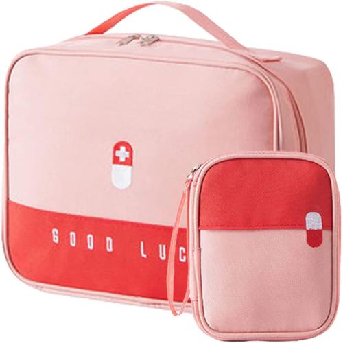 2pcs Trousse De Premiers Secours, Boite De D'urgence, Trousse De Secours Vide, Portable, Pour Camping, Voyages, L'école, Maison - Rose 