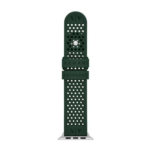 Armani Exchange Band Compatible With Apple Watch, 42/44/45 Mm - 22 Mm Green Silicone, Axs8014