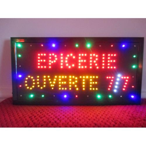 Enseigne Lumineuse Motif Épicerie Ouverte 7/ 7 Neuve Dans Sa Boite.