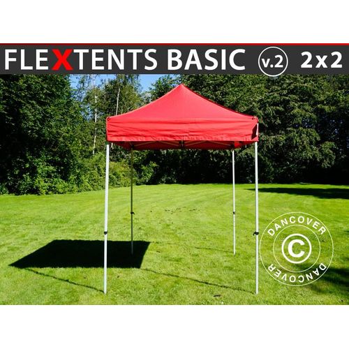 Tente Pliante Chapiteau Pliable Tonnelle Pliante Barnum Pliant Flextents Basic V.2, 2x2m Rouge