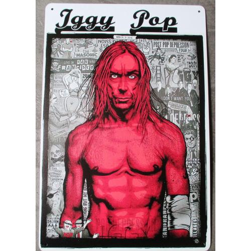 Plaque Iggy Pop Rouge Style Devil 30x20 Cm Tole Métal