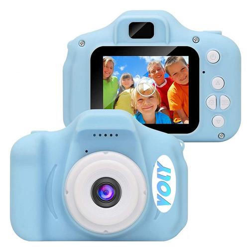 Appareil Photo pour Enfants, Mini Caméra Numérique Rechargeable Caméscope Antichoc, HD 1080P - Bleu