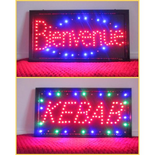 Enseignes Leds X 2 . Bienvenue + Kebab . Pour Restaurant Snack Commerce Panneaux Lumineux
