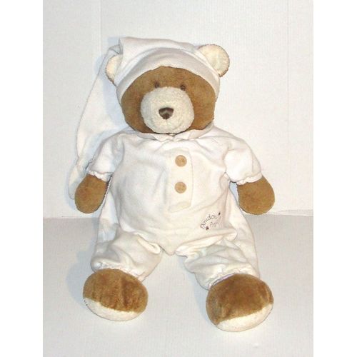 Doudou Ours Habit De Nuit En Tissus Doudou Et Compagnie - Peluche Ourson A Capuche 39 Cm