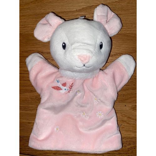 Doudou Marionnette Souris Rose Tex Baby Fleurs Oiseau Peluche Jouet Bébé 
