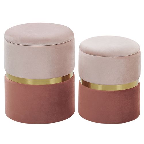 Pouf Wichita Set De 2 Rose Velours