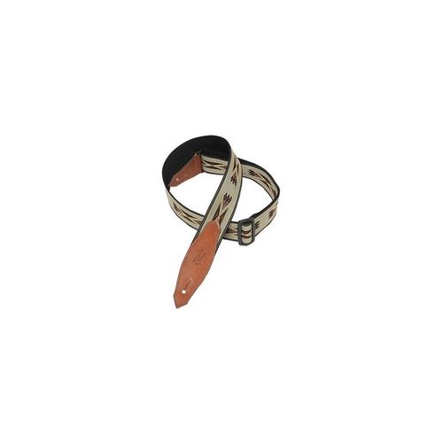 Levy's Mssn80-Tan - Sangle Jacquard Embout Cuir - Tan
