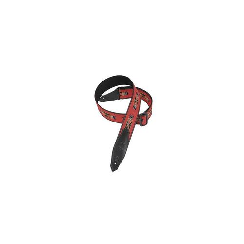 Levy's Mssn80-Red - Sangle Jacquard Embout Cuir - Rouge