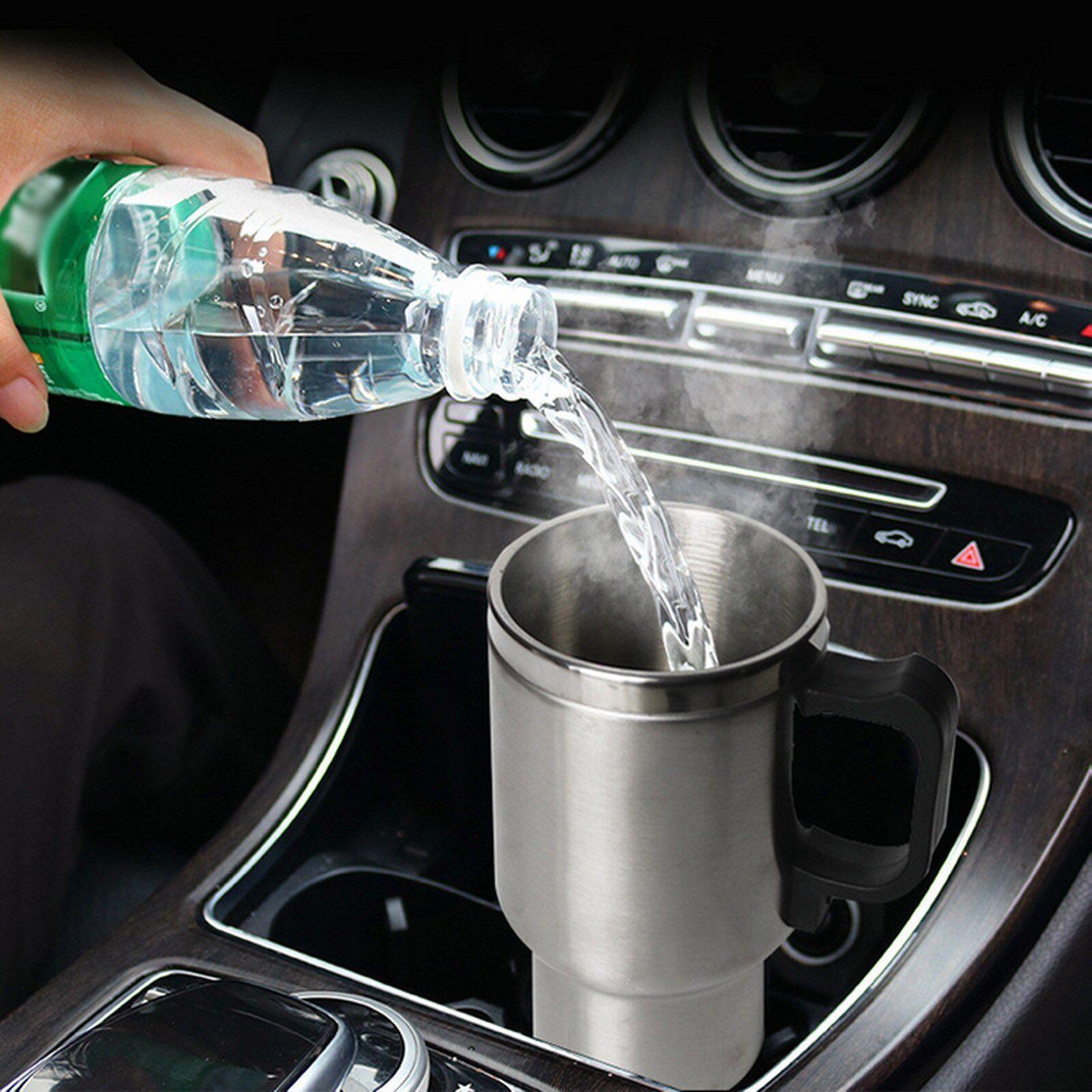 Tasse chauffante pour véhicule en acier inoxydable, 500ml 12V, pour voiture,  Camping, voyage, eau, café, lait, thermique