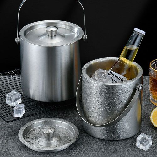 Seau À Glace Isolé En Acier Inoxydable, Refroidisseur Portable Pour Bière Et Vin, Champagne, Seau À Glace Avec Couvercle Pour Pique-Niques, Pour Fête