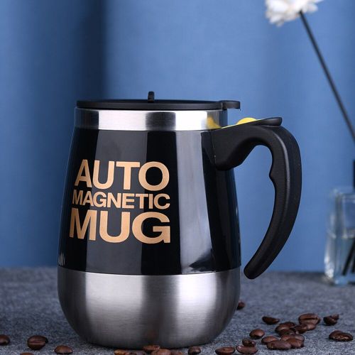 Tasse Portable En Acier Inoxydable Avec Couvercle, Mélangeur Magnétique Automatique Électrique Pour Café, Pour Les Voyages Et Le Bureau, 400 Ml