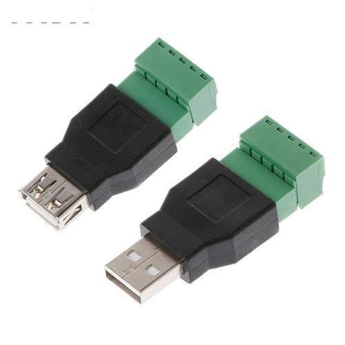 Connecteur USB femelle vers vis, prise USB 2.0 femelle vers terminal à vis avec bouclier, 1 pièces