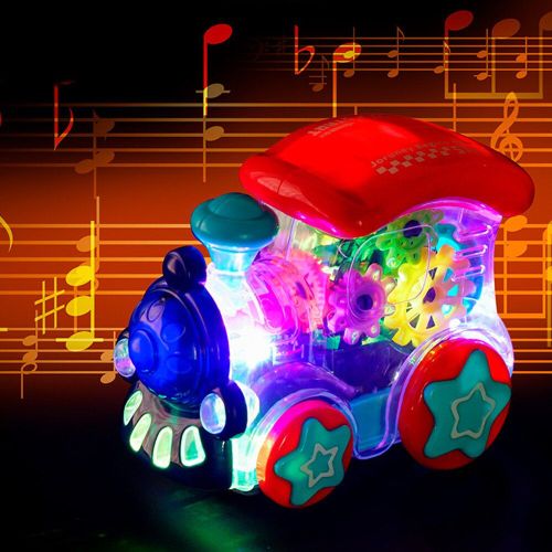 Train Électrique Universel, Lumières De Musique, Jouet Pour Enfants, Engrenage Transparent, Cadeau De Noël Pour Garçons Et Filles