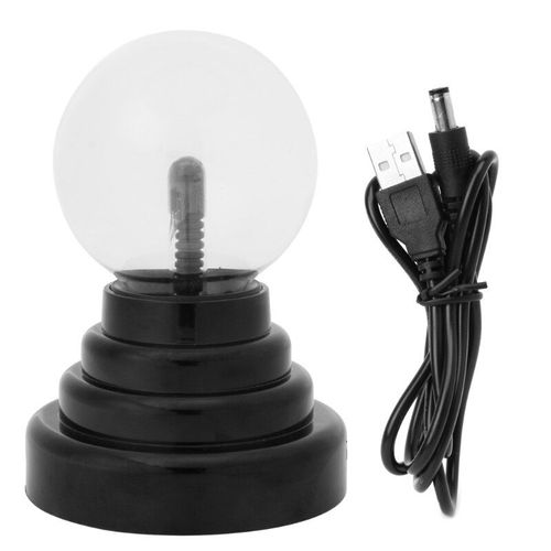 Boule De Plasma En Verre Chaude, Sphère Magique Usb, Lampe De Fête, Base Noire