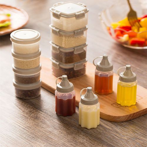 Mini Bouteille D'assaisonnement À Presser Avec Couvercle Scellé, Récipient De Condiment Pour Barbecue En Plein Air