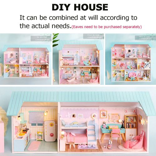 Kit De Jouets Maison De Poupée Avec Couvercle Anti-Poussière, Bricolage Maison De Poupée Fait À La Main, Modèle D'assemblage Manuel Meubles 3d Miniature En Bois