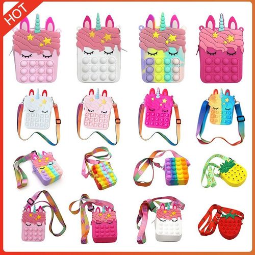 Sac À Bandoulière Cheval Corne Arc-En-Ciel, Anti-Bulle, Anti-Stress, Jouets Sensoriels, Anti-Anxiété, Jouets À Presser Pour Autisme, Besoin Spécial, Cadeau