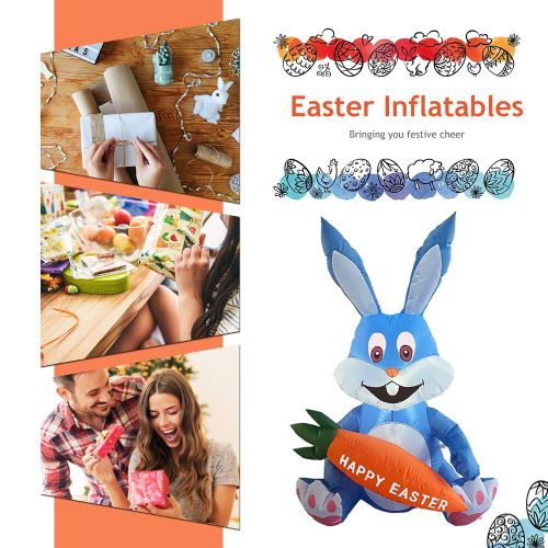 Lapin Gonflable De Pâques Avec Lumière Led, Lapin De Pâques, Carotte, Mignon, Tenue De Cosplay En Plein Air, Jouet, Cadeau, 1.2m