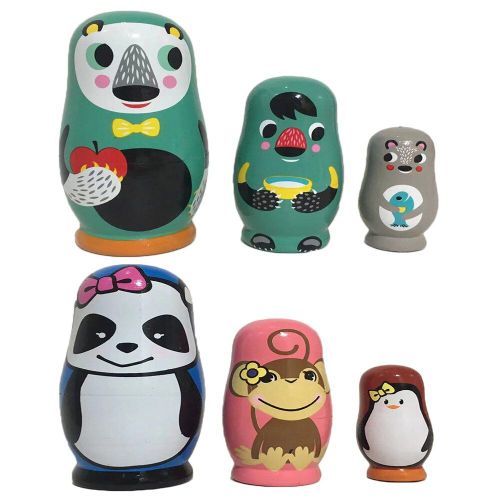 Poupées Matrioshka En Bois De Lotus Peintes À La Main, Animaux Drôles, Ornement De Bureau, Artisanat Russe, Emboîtables, Cadeaux Pour La Famille