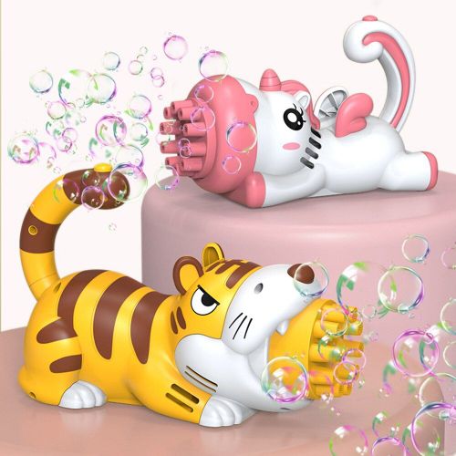 Machine À Bulles Automatique Avec Ventilateur, Pistolet À Bulles D'eau Savonneuse, Tigre De Dessin Animé, Jouet D'extérieur Pour Enfants, Plage D'été