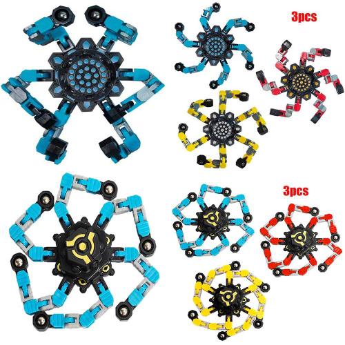 1/3pcsdiy Chaîne Déformation Robot Jouet Pour Enfant Antistress Main Spinner De Doigt Haut Mécanique Gyroscope Soulagement Du Stress Toygift