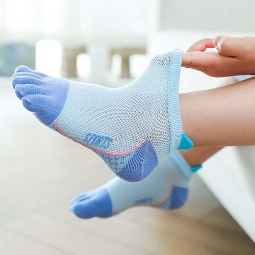 Chaussettes De Sport À Cinq Doigts Pour Enfants, Couleurs Assorties, Absorbant La Sueur, En Coton, En Maille, Respirantes, À Orteils Fendus
