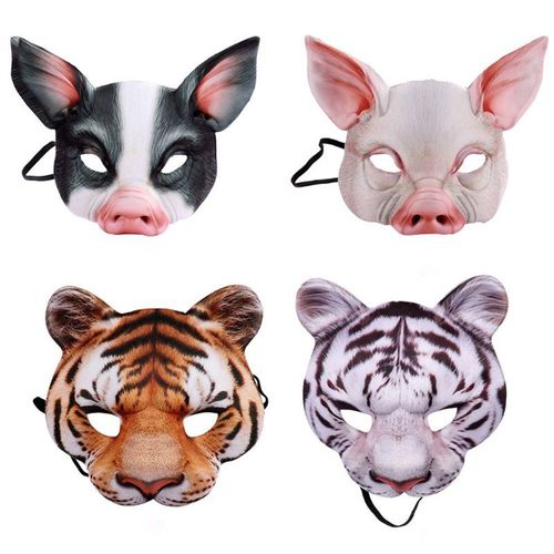Masque 3d Unisexe Pour Farces D'halloween, Tigre, Cochon, Animal, Demi-Visage, Festival, Mascarade, Fête, Cosplay, Décoration De Costume, Nouveauté