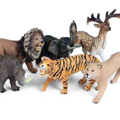 Figurines D'animaux En Pvc Pour Enfants, 1 Pièce, Modèle Zoo Monde, Lion Sauvage, Cerf, Tigre, Éléphant, Ferme, Chèvre, Cheval, Vache, Jouet Éducatif Mignon