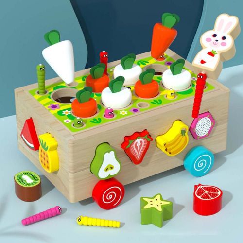 Jouets Pour Enfants De 0 À 12 Ans, Jouets De Tri, Pour Garçons/Filles, Action De Coordination, Cube, Jouet En Bois, Boîte Assortie D'animaux