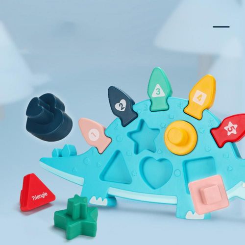 Jouet Éducatif De Dessin Animé Dinosaure 3d, Puzzle De Forme Géométrique, Planche Occupée Assortie De Couleurs Et De Chiffres, Cadeau Pour Enfants