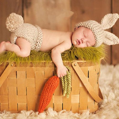 Chapeaux En Forme De Lapin Pour Photographie, Accessoires Crochet, Vêtements Tricotés À La Main, 1 Ensemble Bonnet Et Short Pour Bébé, Costume, Accessoires Pour Bébés
