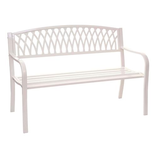 Banc De Jardin 2 Places 87x127x58 Cm En Acier Enduit De Poudre Blanc 04_0001122