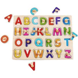 Puzzle Lettres De L'alphabet En Majuscule En Bois Jeu Montessori