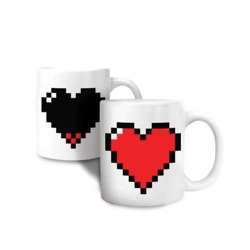 Tasse Thermique Avec Un Coeur Pixel Tasse Mug Thermosensible Thermo Réactif Chaleur
