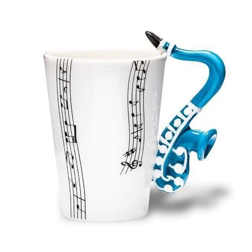 Tasse Mug Blanche À Partitions De Musique Anse Saxophone Céramique * Dimensions : 10 X 7,5 X 7,5 Cm * Contenance : 250 Ml * Matiè...