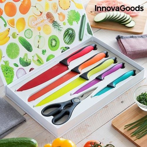 Ensemble De Couteaux En Céramique Et Ciseaux Swiss·Q Fashion Innovagoods (6 Pièces)