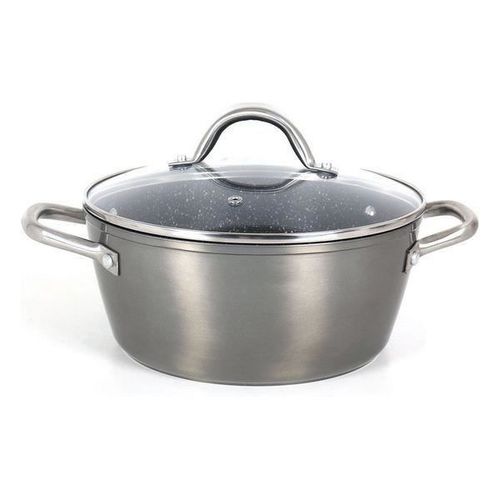 Casserole En Aluminium Forgé Gris Avec Couvercle En Verre Dimensions - Ø 24 Cm