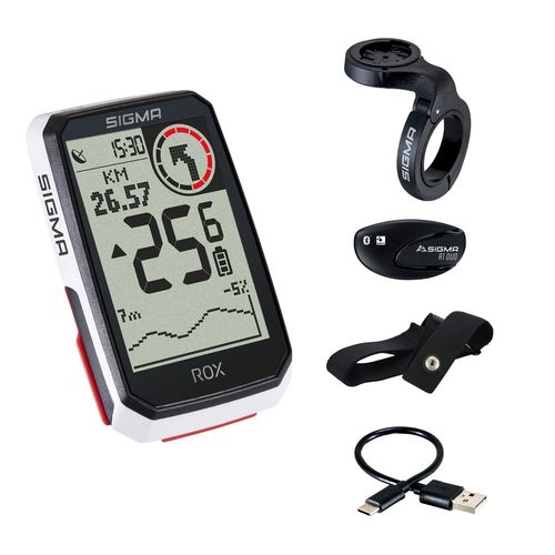 Compteur Gps Sigma Rox 4.0 Blanc Hr Set (Vitesse + Cardio)