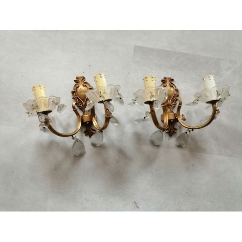 Appliques En Laiton Doré Lot De 2