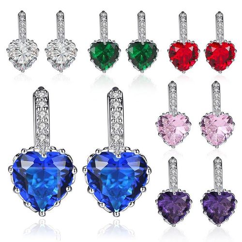 Meilleure Vente Explosion Boucles D'oreilles Multicolore Zircon Amour Boucles D'oreilles Temperament Coeur Cristal Boucles D'oreilles Spot En Gros