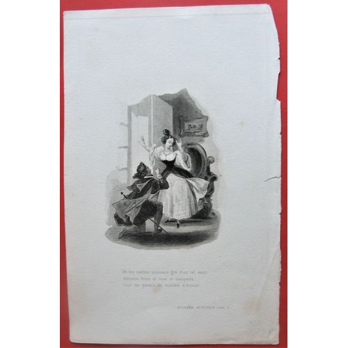 Gravure Ancienne "Richard Minutolo" (Conte De La Fontaine)