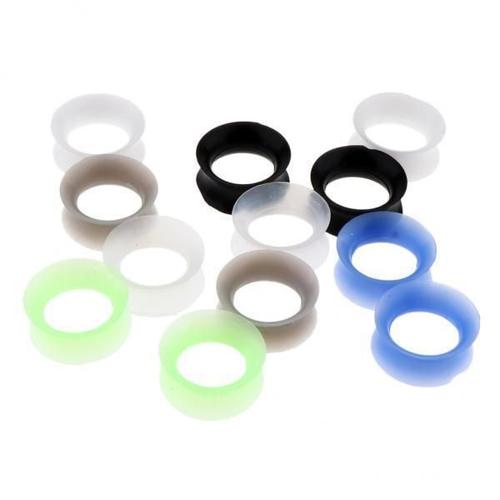 Blesiya 2x12pcs Solid Silicone Double Flared Plug Ear Gauge Stretching Expander 16mm