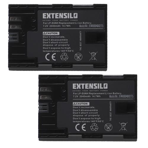 EXTENSILO 2x Batteries compatible avec Canon EOS 6D Mark II, 70D, 5DS R, 6D, 7D, 60Da, 60D appareil photo, reflex numérique (2040mAh, 7,2V, Li-ion)