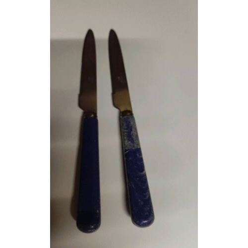 Lot 2 Couteaux Métal Bleu