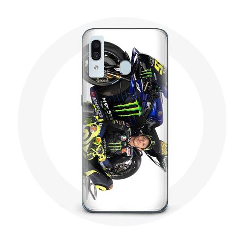 Coque Pour Samsung Galaxy A20e Valentino Rossi Pilote De Vitesse Fond Blanc