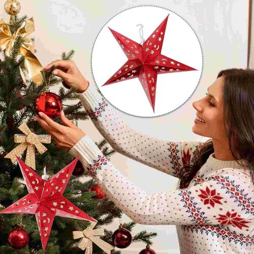 Lanterne Pentagramme 3d En Papier, 4 Pièces, Abat Jour Suspendu En Forme D'étoile De Noël